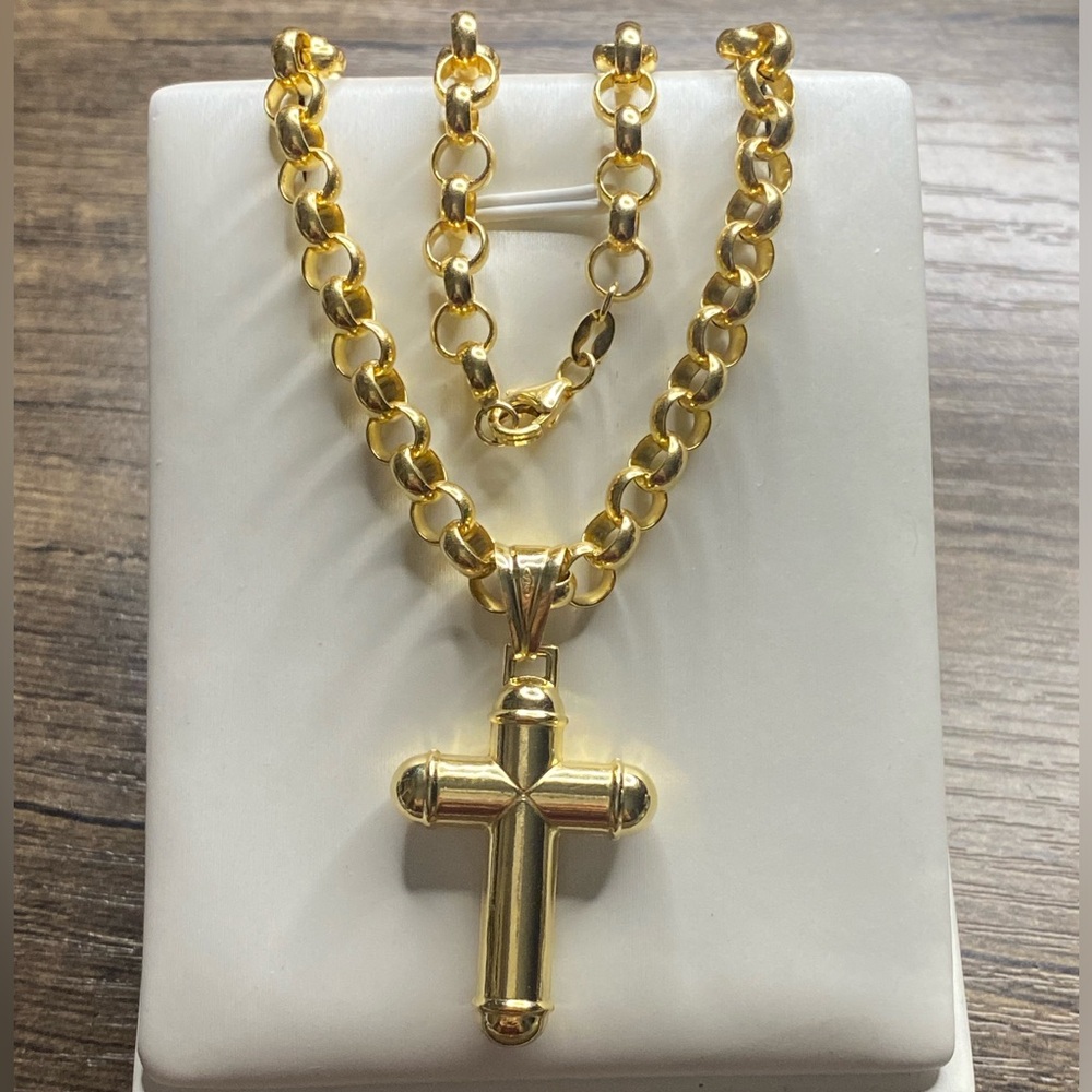 Real 18K Saudi Gold Cross Necklace